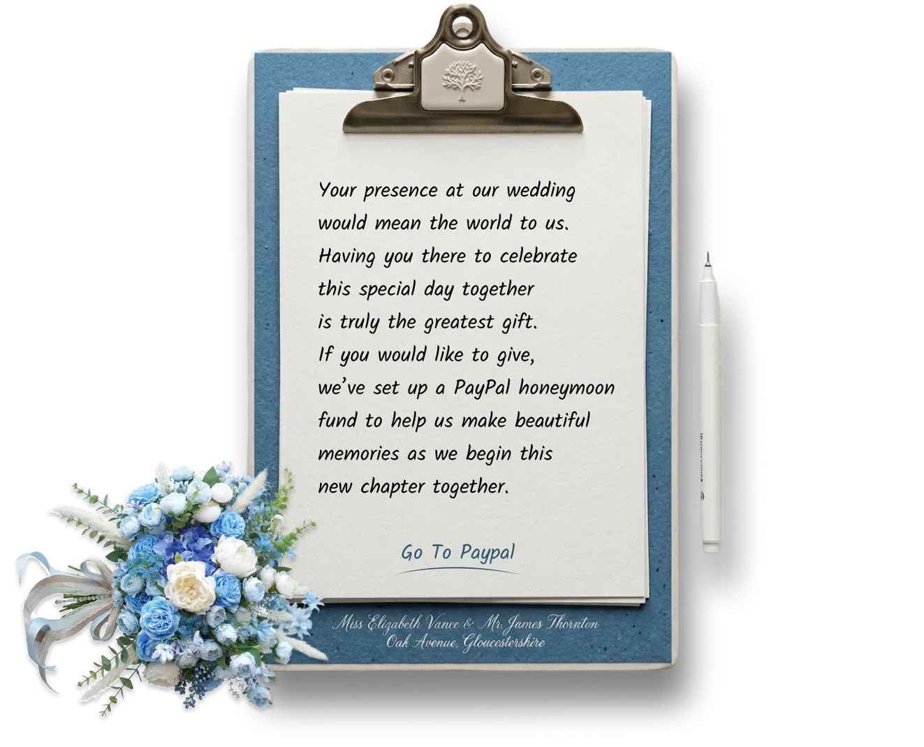 Registry note — go to PayPal